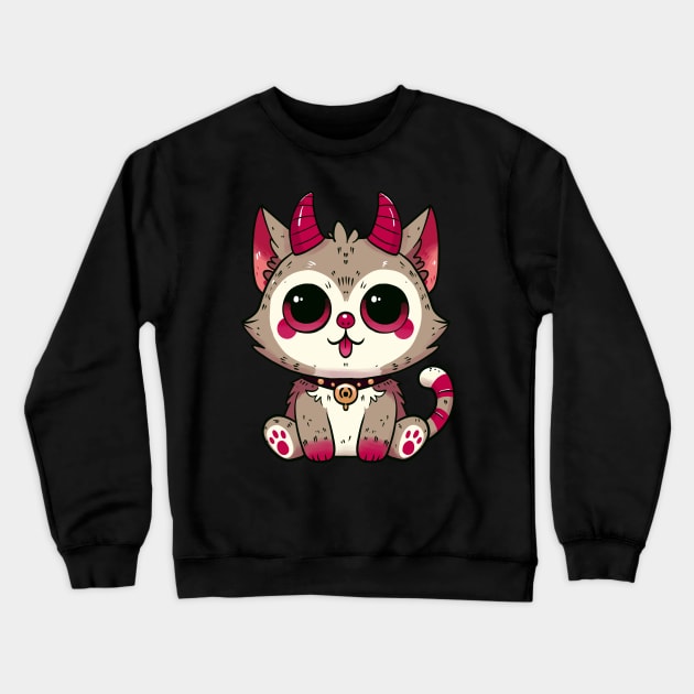 Krampus Kitten Crewneck Sweatshirt by KilkennyCat Art